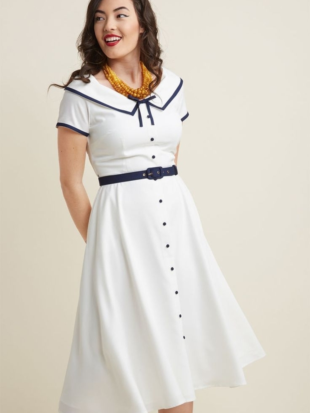 Collectiff Vintage Sailor Style Midi Dress - Picture 5 of 5